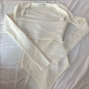 Abercrombie & Fitch Cream Ribbed Bodysuit